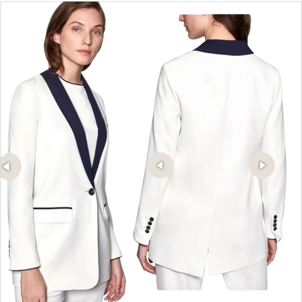 NWT Equipment Quincy Shawl Collar Blazer White Black Sz 8 - Picture 4 of 13